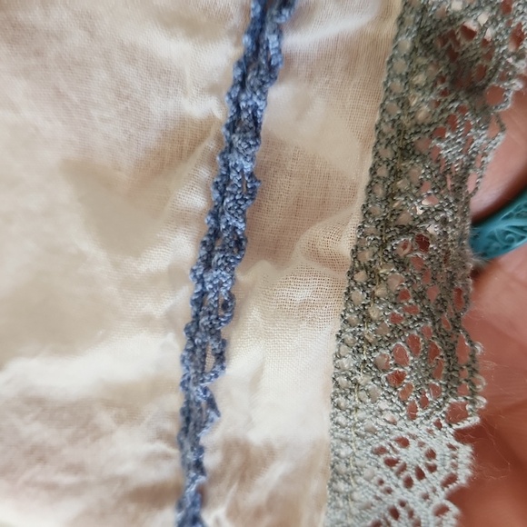 Burning Torch - Anthropologie White and Blue Embroidered Dress Sz L - Picture 7 of 10